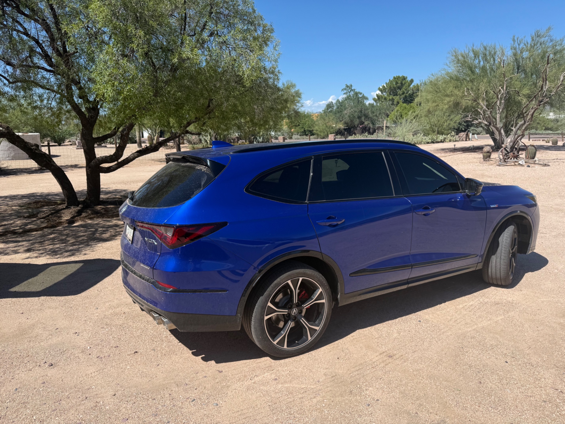 Dusty blue Acura MDX Type S before its exterior detail