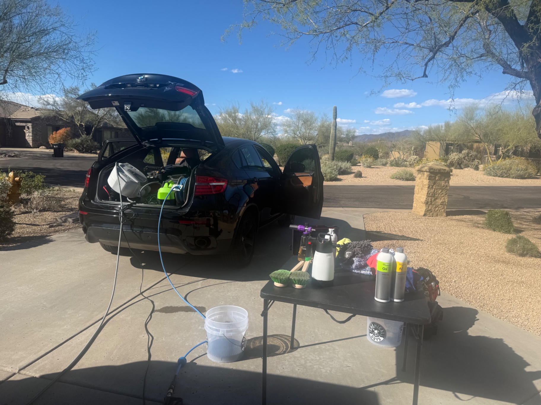 Paramount mobile detailing setup at a customer's driveway